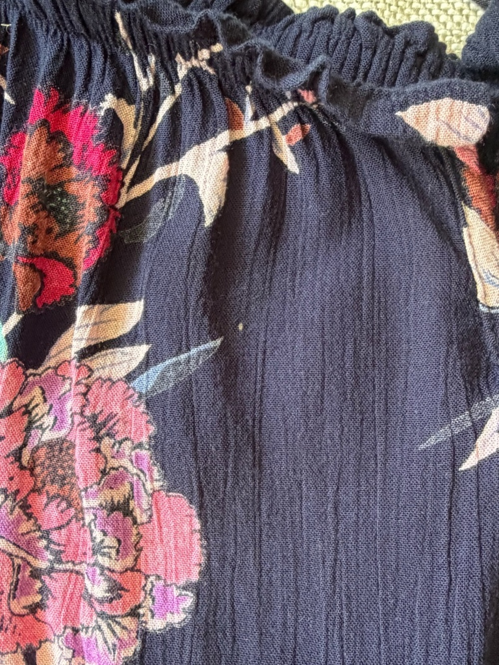 Patrons of Peace Dark Blue Floral Ruffled Sleeve Feminine Casual Midi Dress-Sz-L - Picture 15 of 16